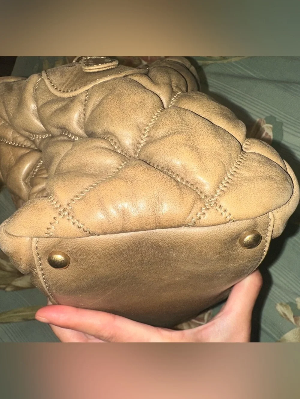 CHANEL Quilted Bowler Hobo Bag in Dark Beige/Taupe with Gold Hardware